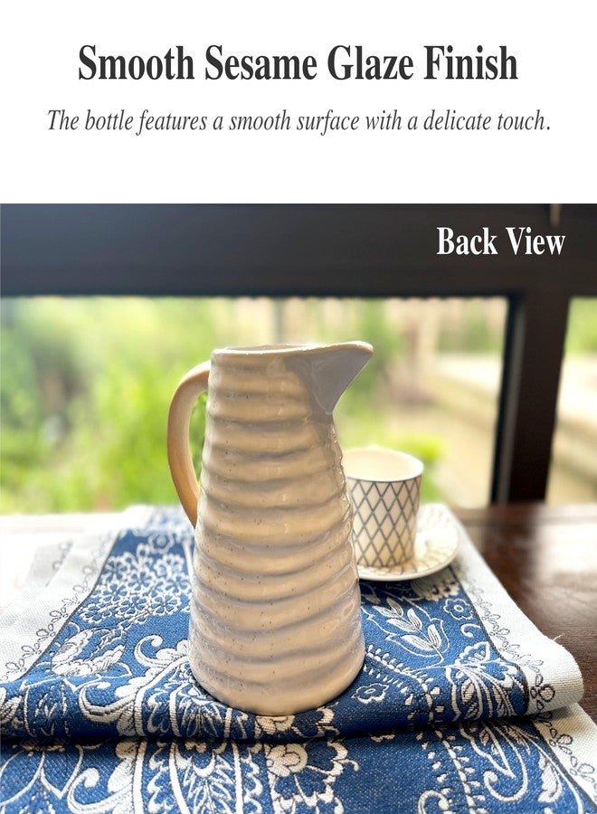 Jiddado Rustic Ceramic Vase with Polka Dot & Floral Design, Ideal for Living Room, Bedroom, Office Décor, Perfect for Pampas Grass, Flowers, Table, Shelf, and Mantel Decorations - Image 5
